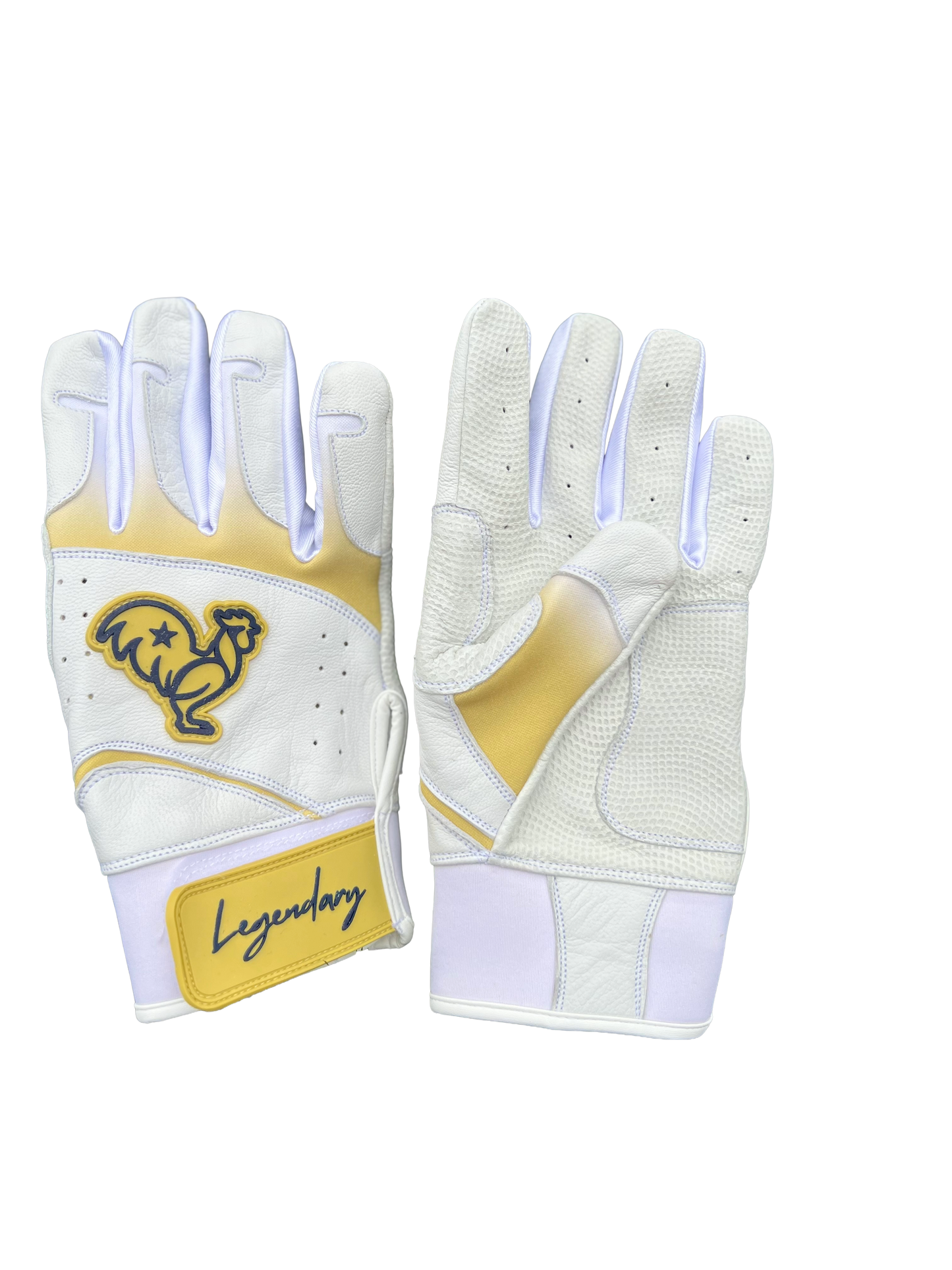 Gold with navy accents