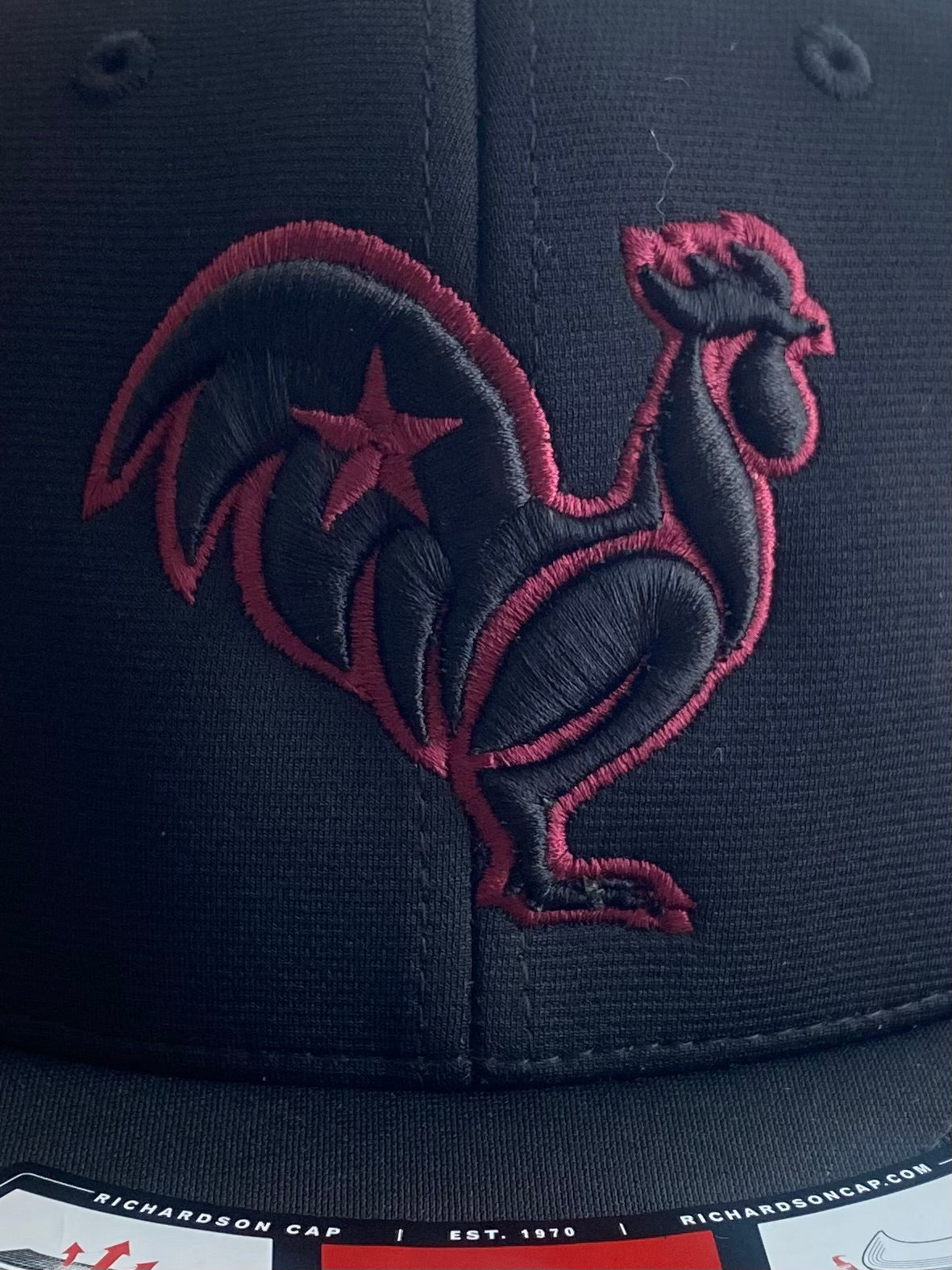 Black hat with Maroon Rooster