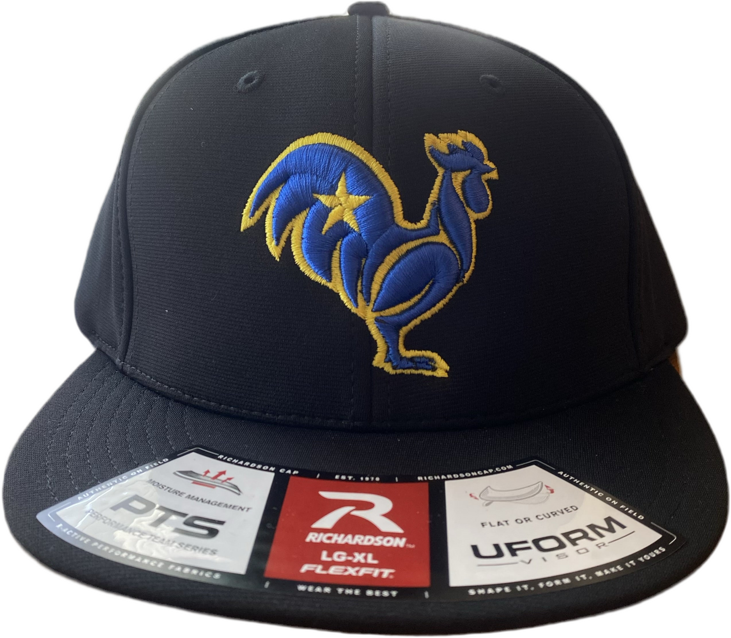 Blue rooster with yellow outline & star