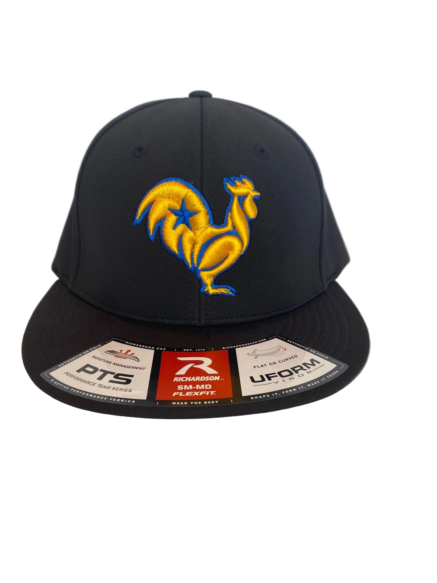 Black Hat with Royal and Gold Rooster “The DJ Design”