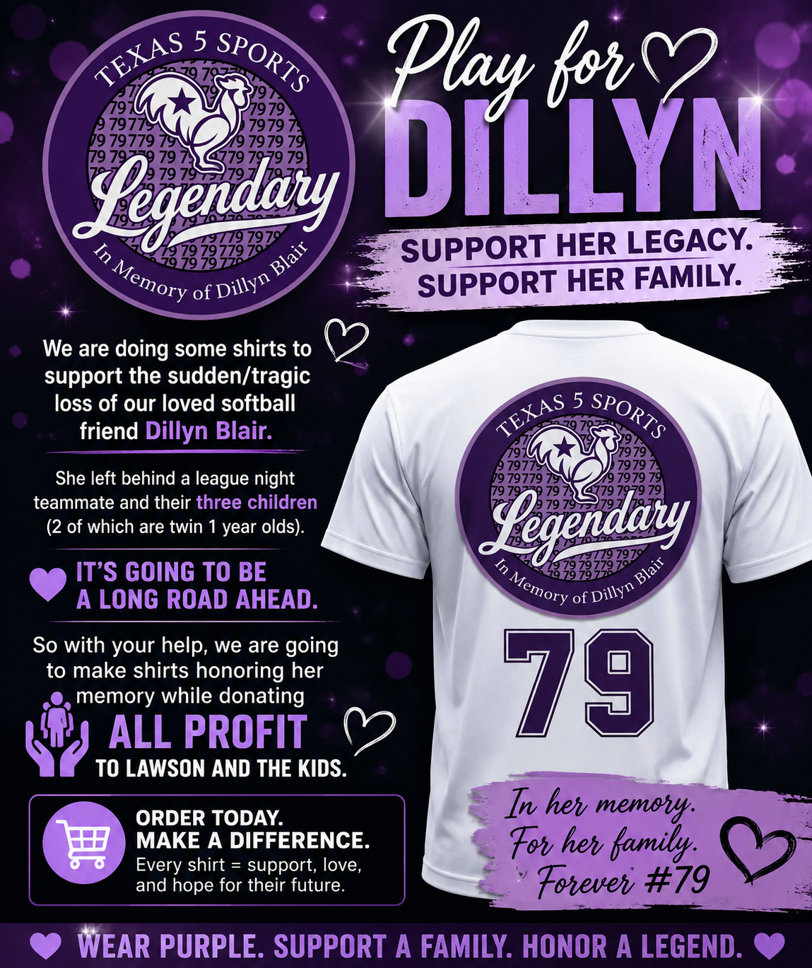 *Pre Order* white with purple 79 Dillyn t-shirt