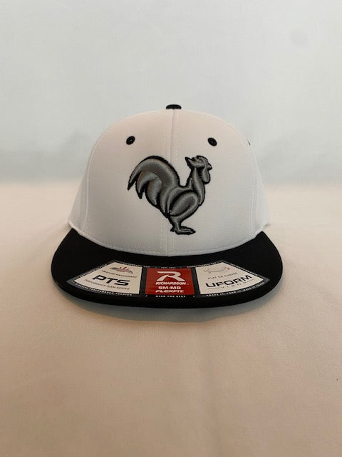 Solid gray rooster, white hat