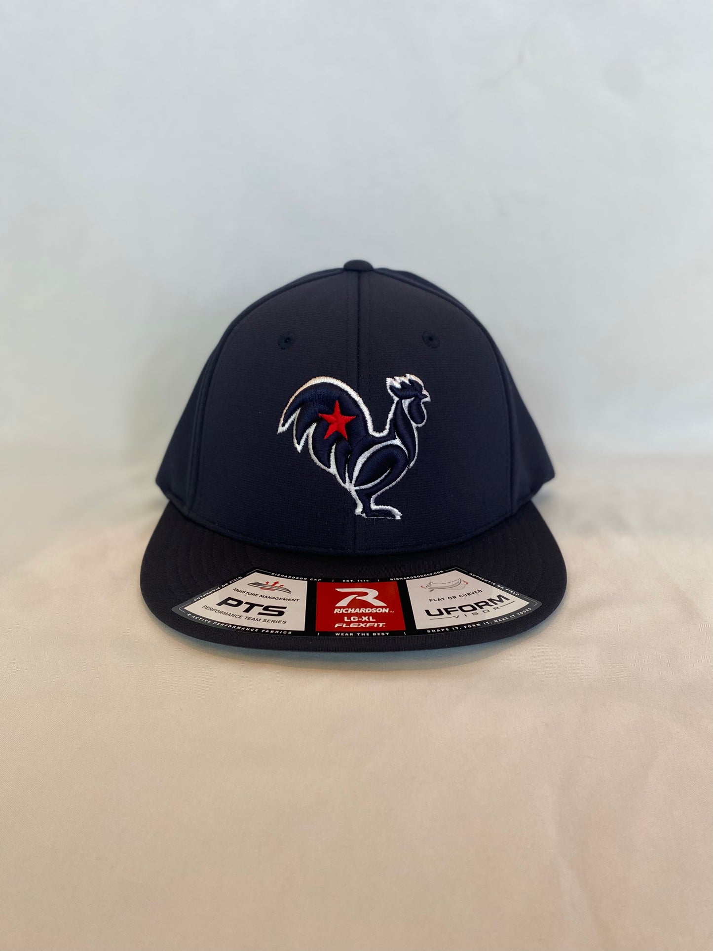 Navy on navy, red star