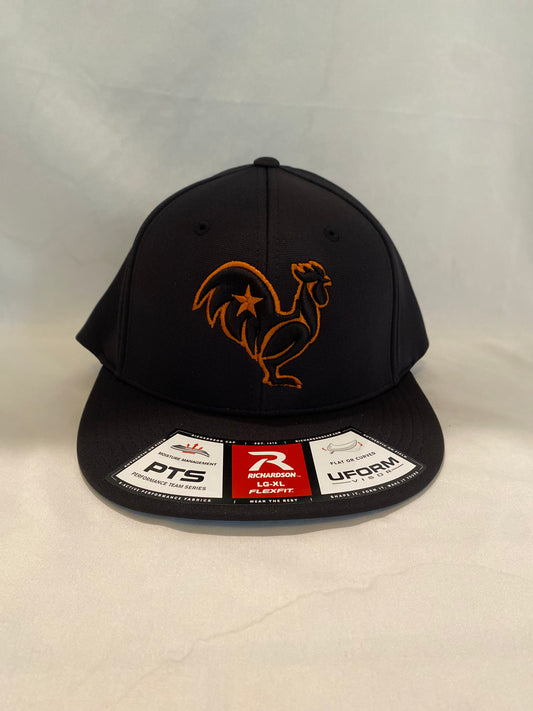 Black and Burnt Orange Rooster on black