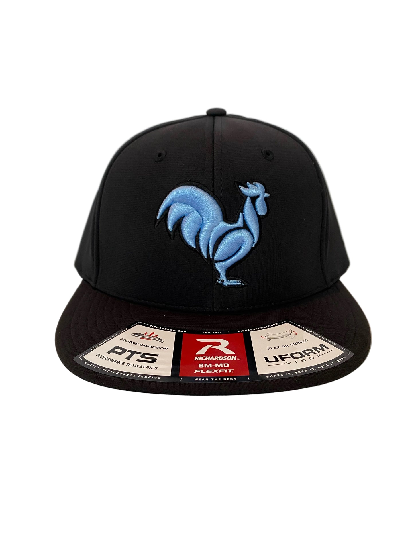 Columbia blue on black