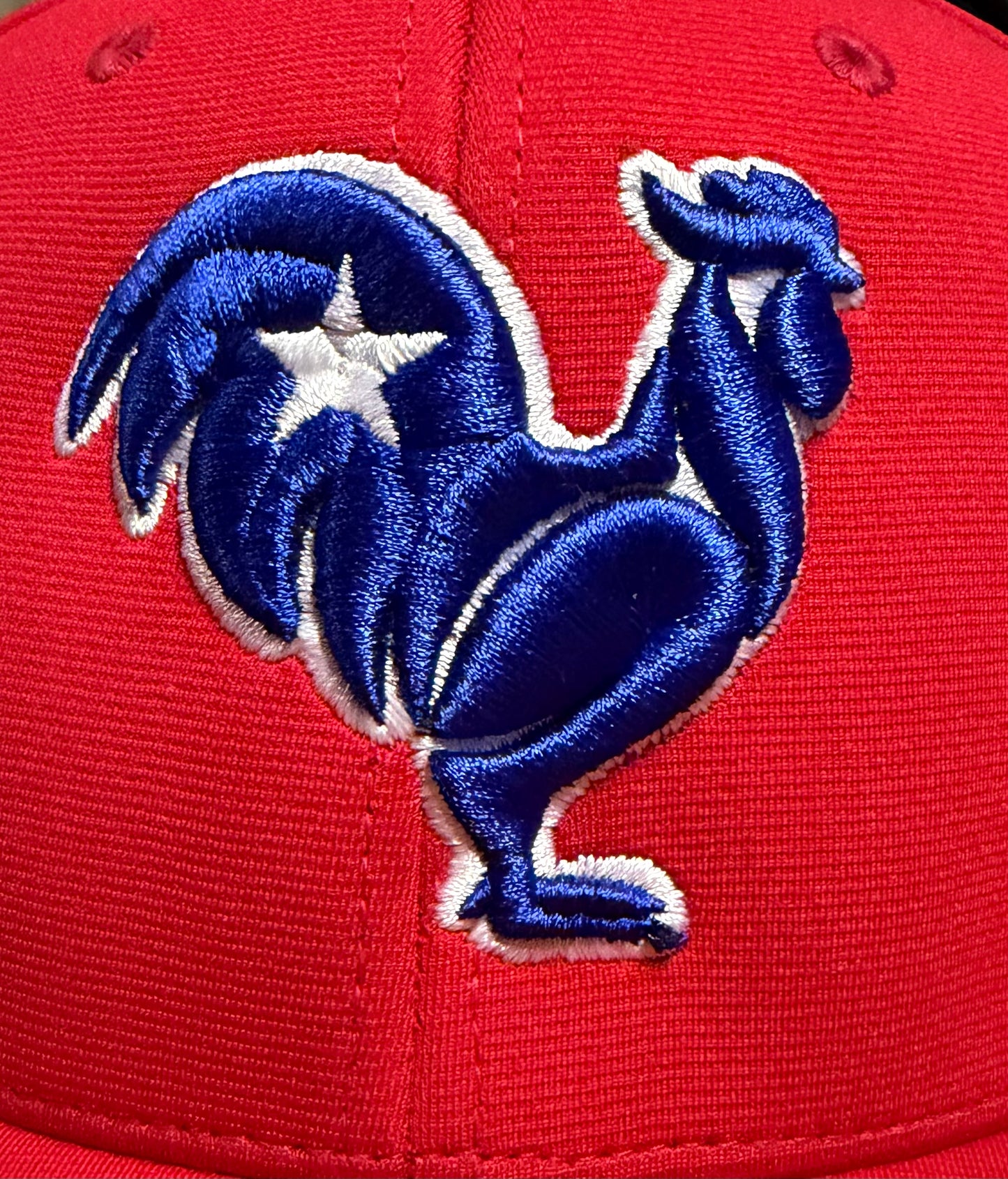 Red hat, royal rooster, white outline & star
