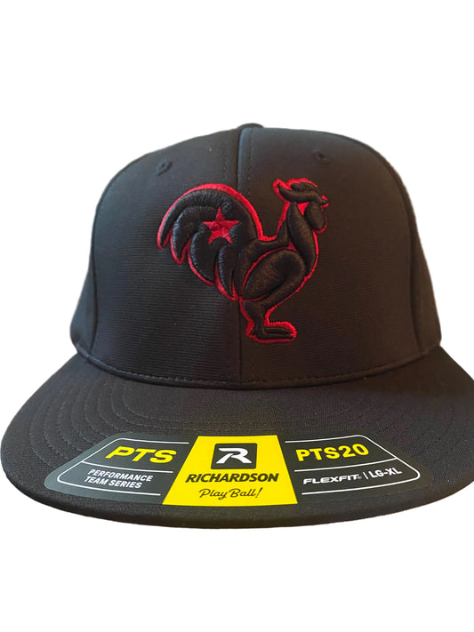 Black Rooster with red outline & red star