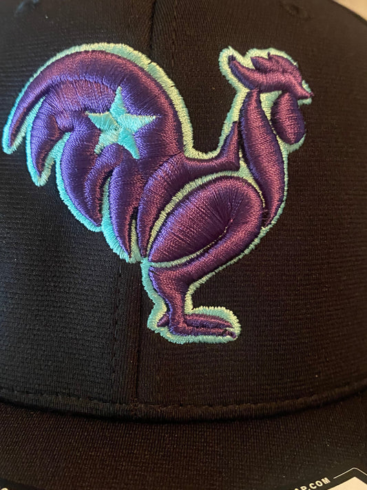 Purple Rooster with teal outline & star