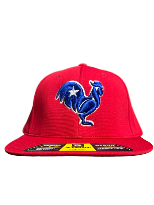 Red hat, royal rooster, white outline & star