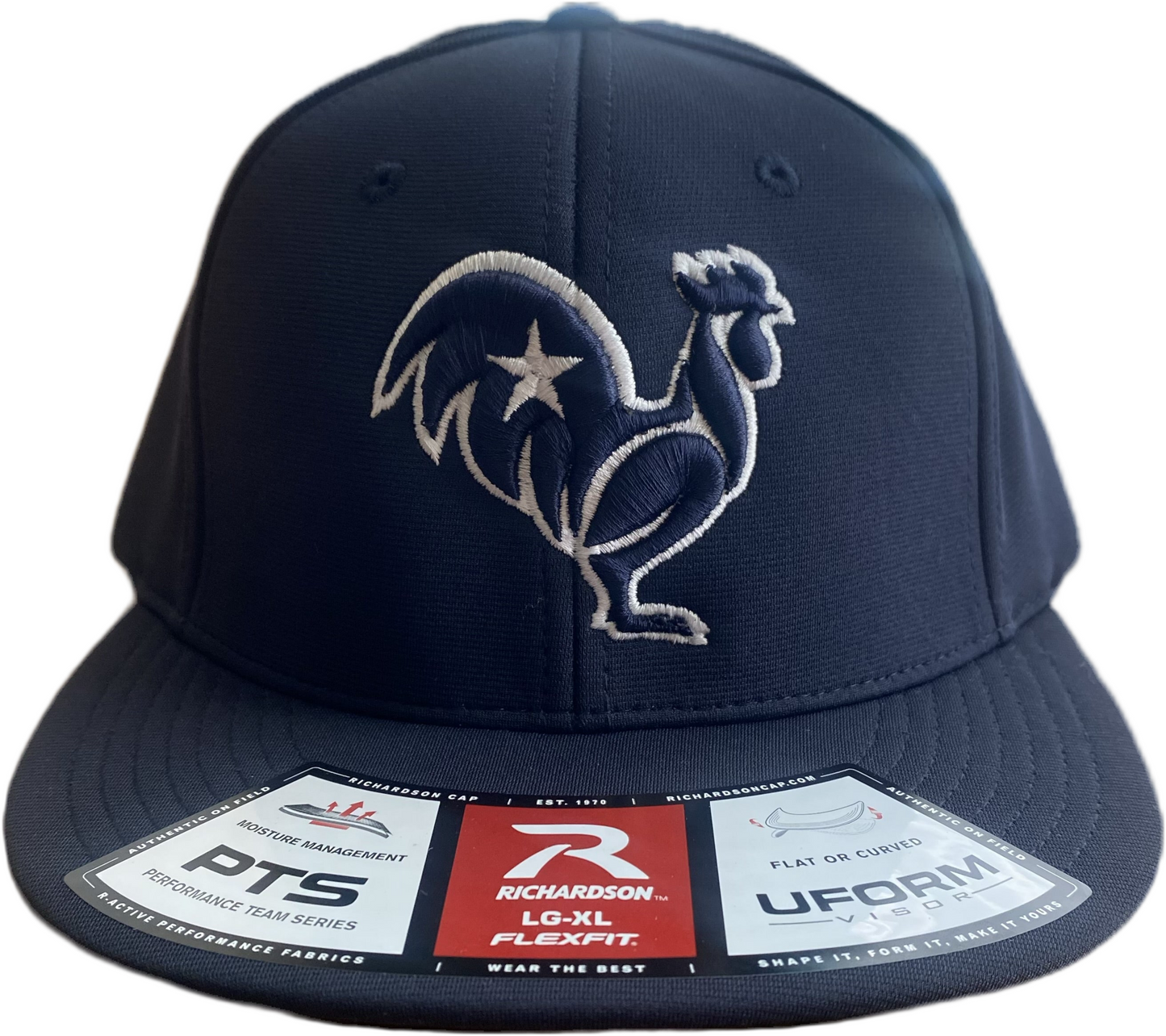 Navy on navy with white outline & star