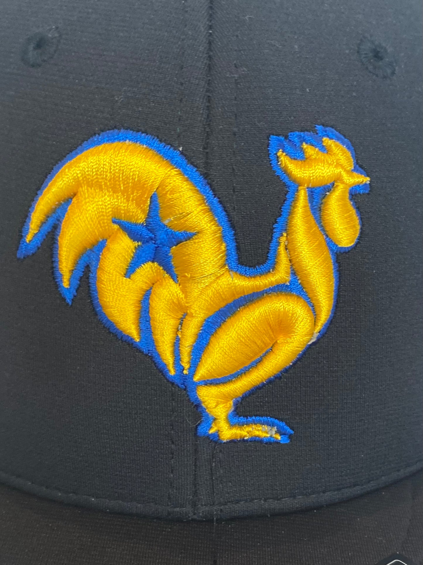 Black Hat with Royal and Gold Rooster  “The DJ Design”