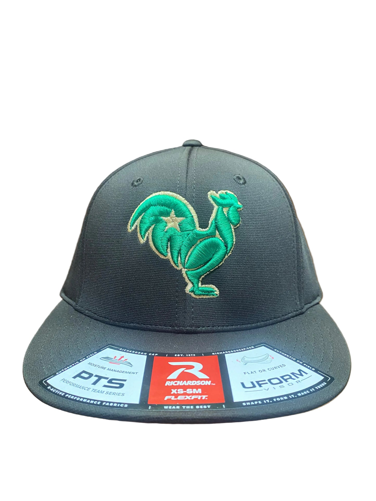 Green Rooster with gold outline & star