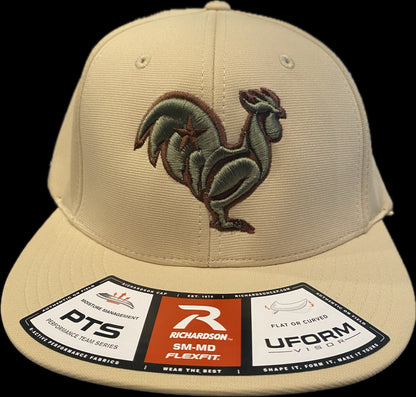 Army green rooster with brown outline & star