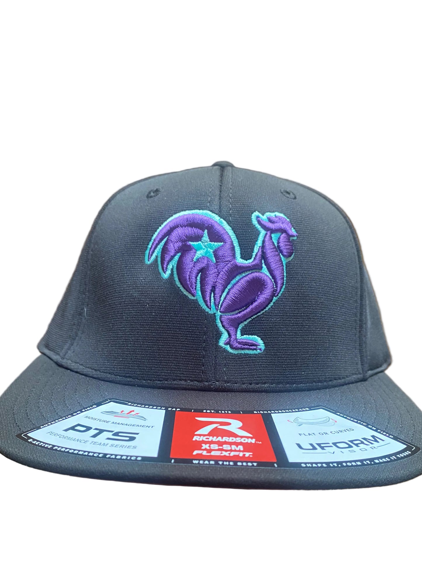 Purple Rooster with teal outline & star