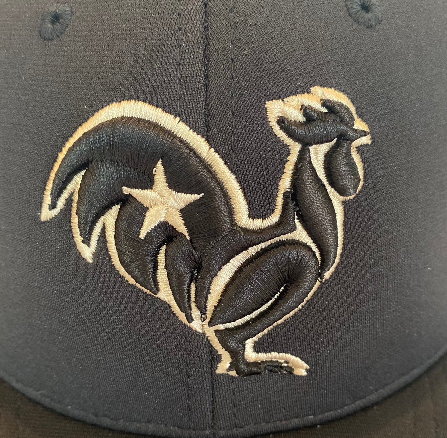 Black rooster with Vegas gold outline & star on black