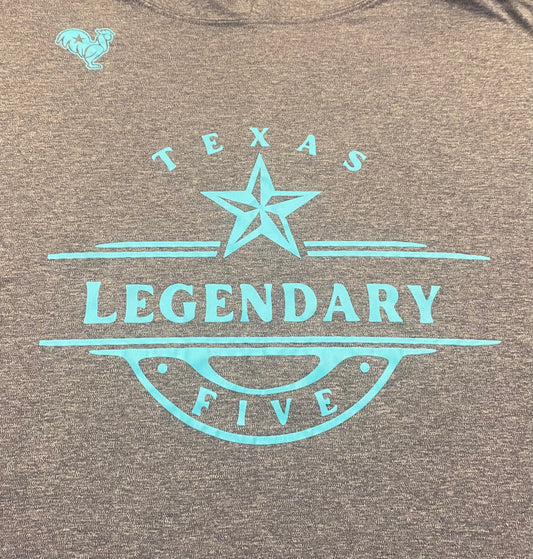 *New Design* Teal on heather blue long sleeve hoodie