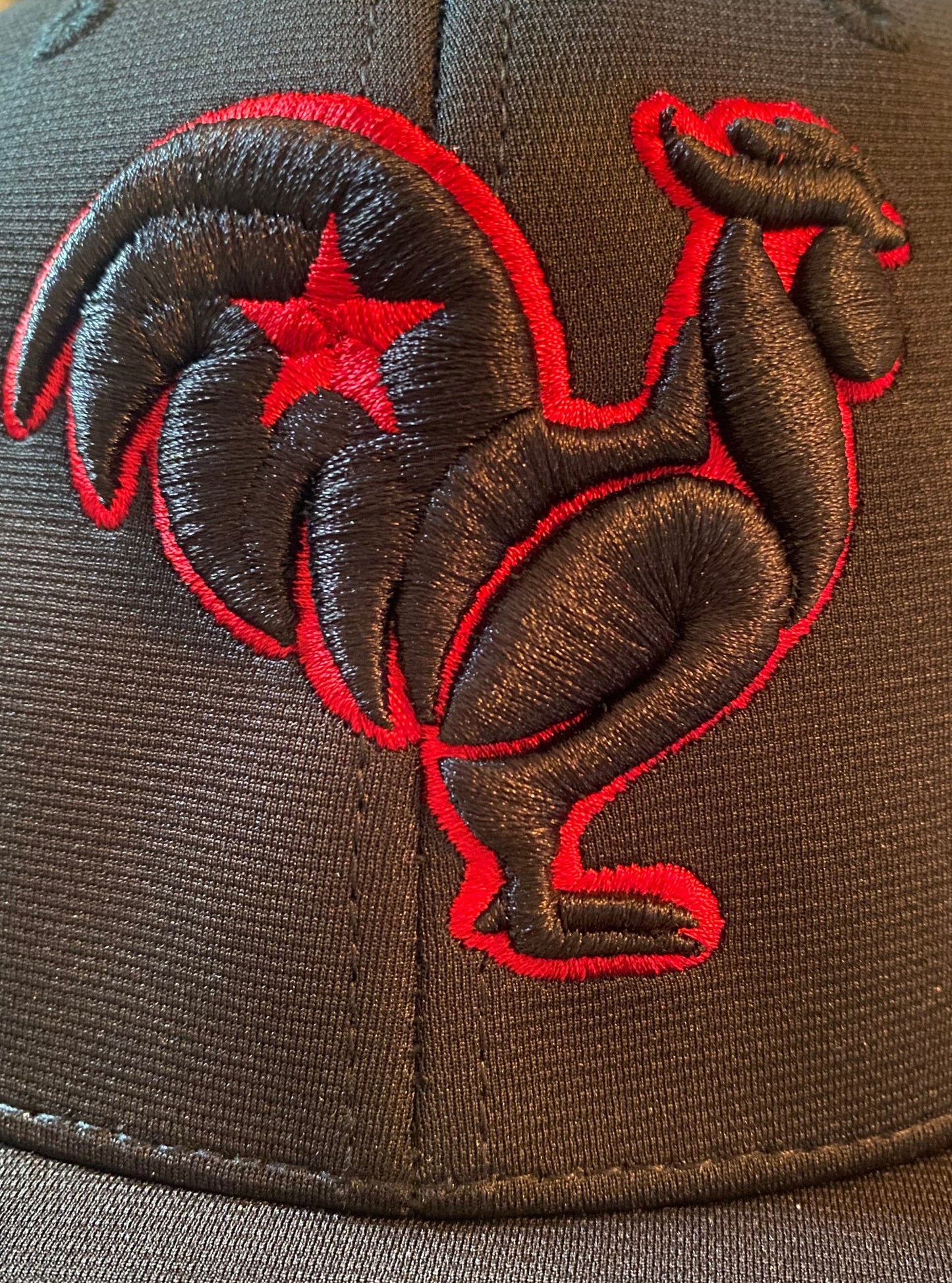 Black Rooster with red outline & red star