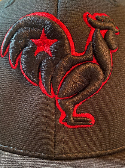 Black Rooster with red outline & red star