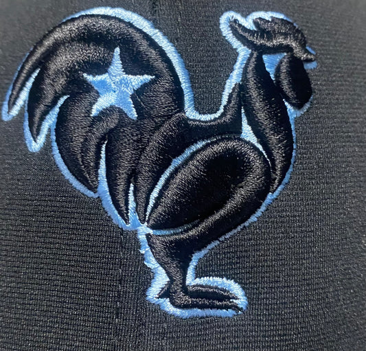 Black Rooster with Columbia blue outline & star on black