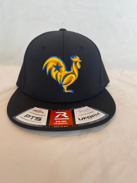 Black Hat with Royal and Gold Rooster  “The DJ Design”