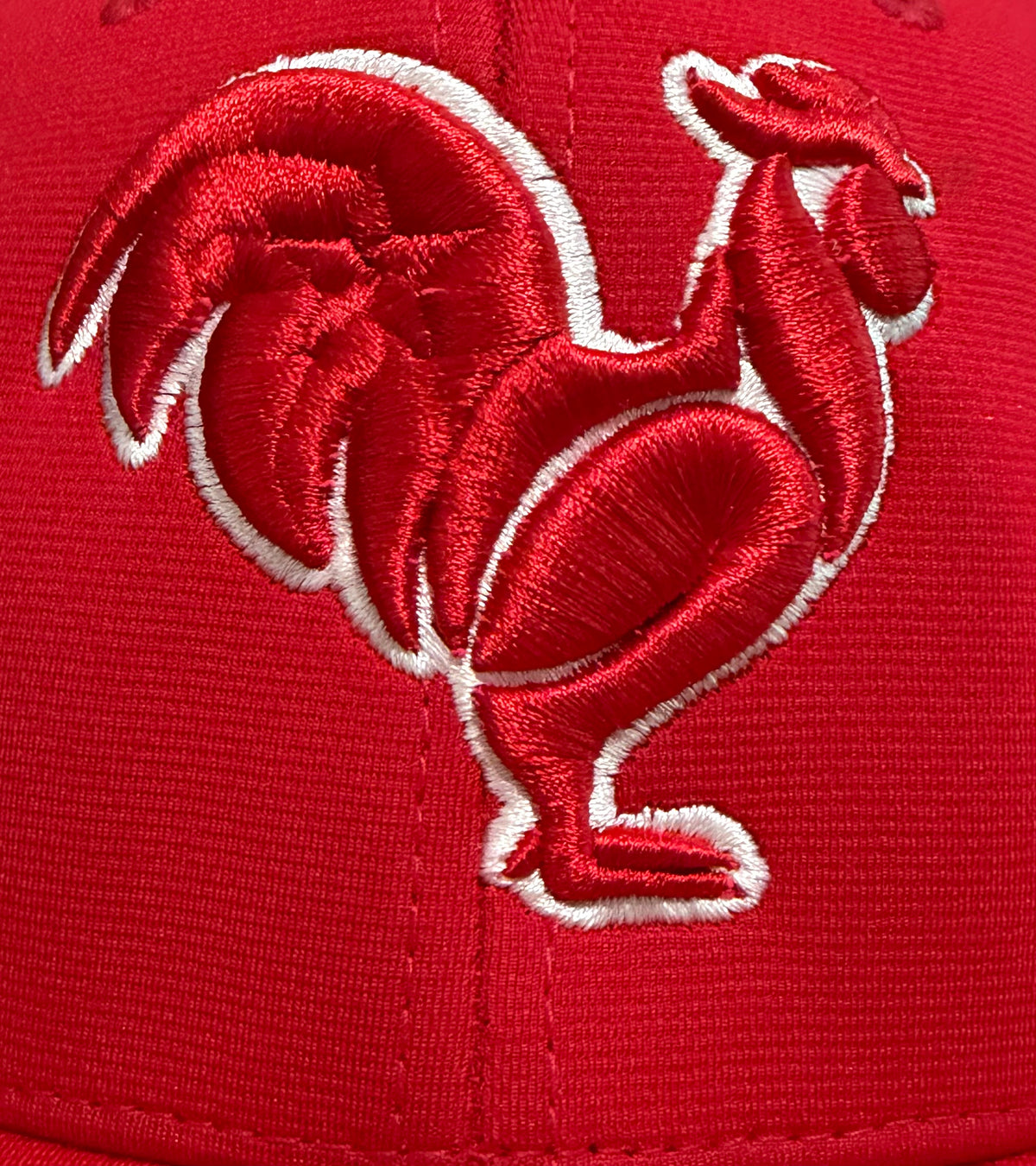Red hat, red rooster, white outline & red star
