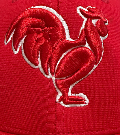 Red hat, red rooster, white outline & red star